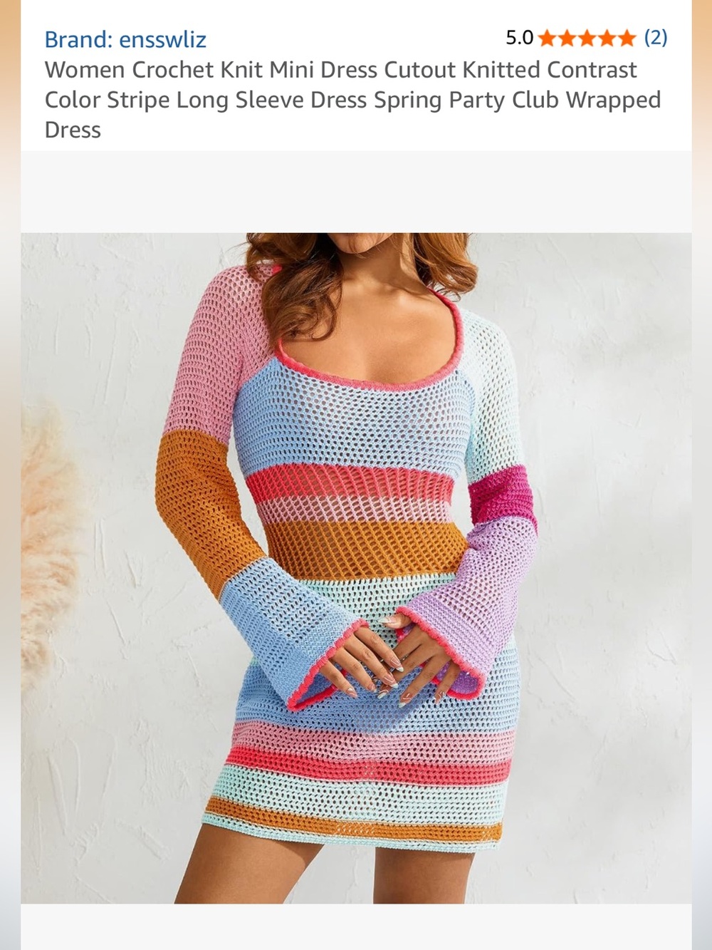 Crochet knit mini dress